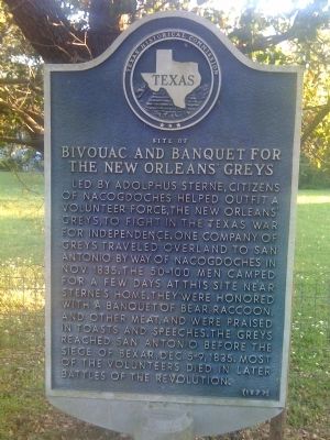 Site of Bivouac and Banquet for The New Orleans' Greys Marker image. Click for full size.