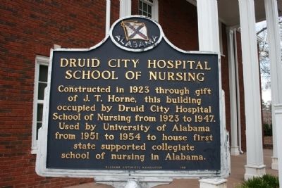 Druid City Hospital School Of Nursing Marker. Click for full size. Druid City Hospital School Of Nursing Marker image. Click for full size.