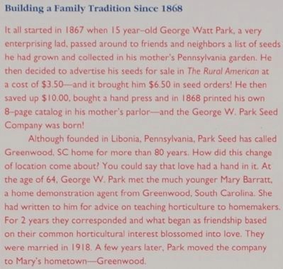 Park’s -<br>Building a Family Tradition Since 1868. Click for full size. Park’s -<br>Building a Family Tradition Since 1868 image. Click for full size.