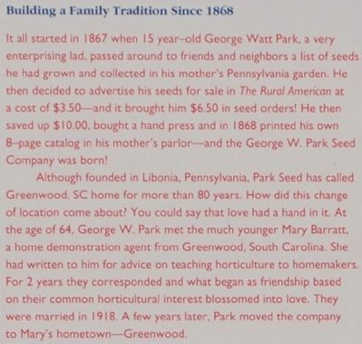 Parks -<br>Building a Family Tradition Since 1868 image. Click for full size.