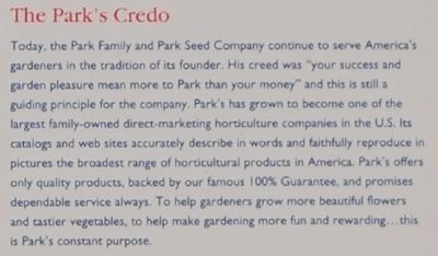 Park’s -<br>The Park's Credo. Click for full size. Park’s -<br>The Park's Credo image. Click for full size.
