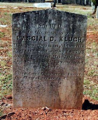 Pascal D. Klugh (1793-1867)<br>Tombstone image. Click for full size.