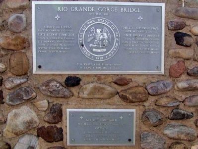 Rio Grande Gorge Bridge Marker. Click for full size. Rio Grande Gorge Bridge Marker image. Click for full size.