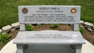World War II Veterans Memorial Bench. Click for full size. World War II Veterans Memorial Bench image. Click for full size.