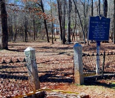 Tabernacle Cemetery Marker -<br>Path to the Left Leads from Parking Gate image. Click for full size.