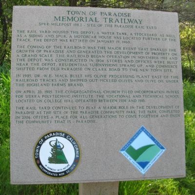 Town of Paradise Memorial Trailway Marker image. Click for full size.