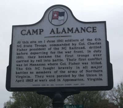 Camp Alamance Marker image. Click for full size.