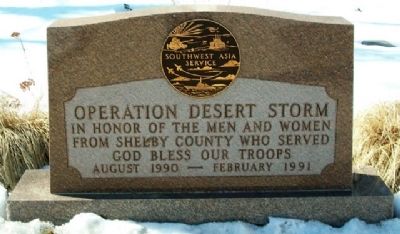Shelby County Operation Desert Storm Memorial. Click for full size. Shelby County Operation Desert Storm Memorial image. Click for full size.
