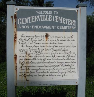 Centerville Cemetery - Second Marker. Click for full size. Centerville Cemetery - Second Marker image. Click for full size.