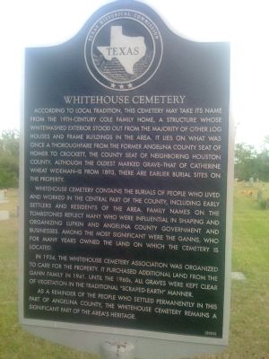 Whitehouse Cemetery Marker. Click for full size. Whitehouse Cemetery Marker image. Click for full size.