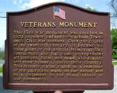 LaFayette-Jackson Twp Veterans Monument Marker (Side A) image. Click for full size.