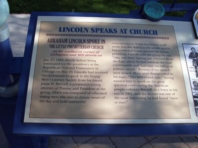 Left Section - - Lincoln Speaks at Church Marker image. Click for full size.
