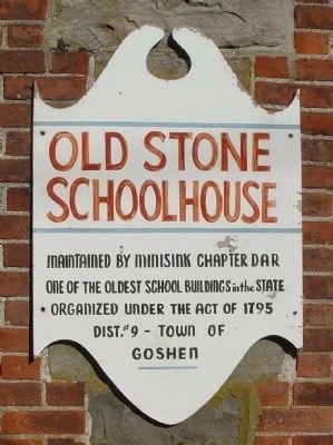 Secondary sign mounted next to Old Stone Schoolhouse front door image. Click for full size.