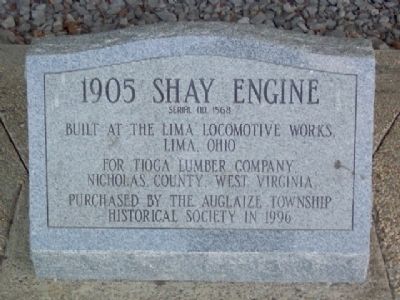 1905 Shay Engine Marker. Click for full size. 1905 Shay Engine Marker image. Click for full size.