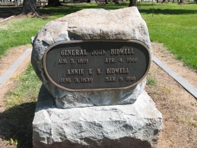 John and Annie K. Bidwell Headstone image. Click for full size.