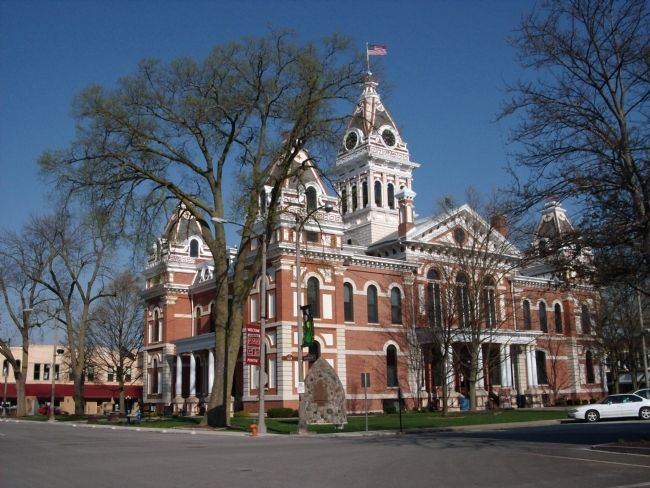 Pontiac Marker & Livingston County Courthouse - Pontiac, Illinois image. Click for full size.