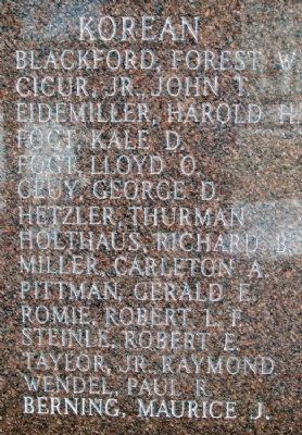Shelby County Korean Conflict Roll of Honor. Click for full size. Shelby County Korean Conflict Roll of Honor image. Click for full size.