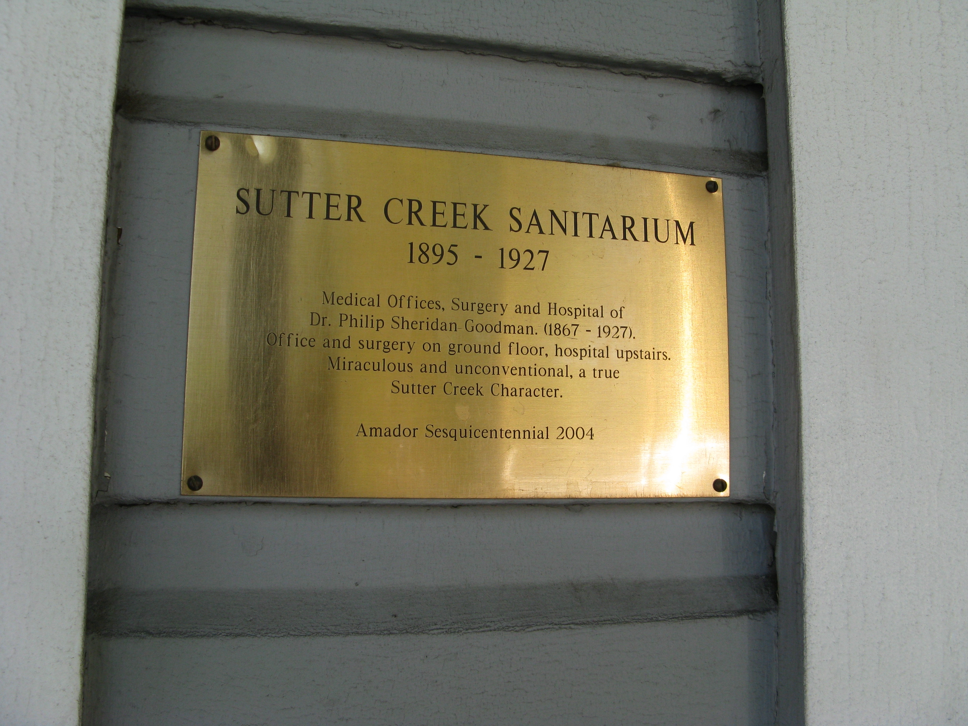 Sutter Creek Sanitarium Marker