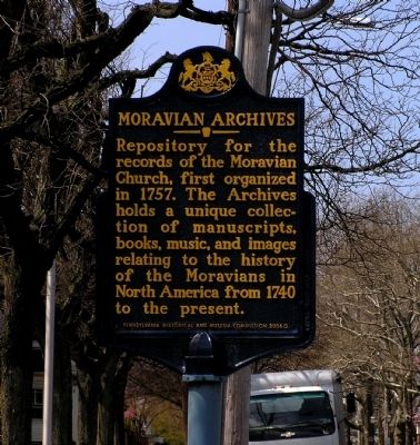 Moravian Archives Marker image. Click for full size.