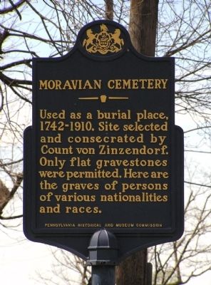 Moravian Cemetery Marker. Click for full size. Moravian Cemetery Marker image. Click for full size.