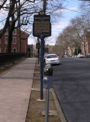 Wide view of the Moravian Cemetery Marker. Click for full size. Wide view of the Moravian Cemetery Marker image. Click for full size.