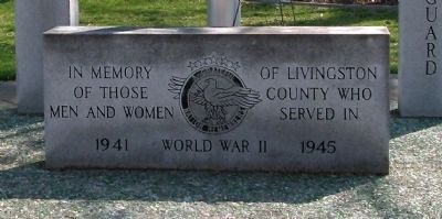 Stone Marker - - W. W. II War Memorial - Livingston County Illinois. Click for full size. Stone Marker - - W. W. II War Memorial - Livingston County Illinois image. Click for full size.