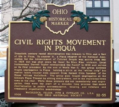 Civil Rights Movement in Piqua Marker (Side B). Click for full size. Civil Rights Movement in Piqua Marker (Side B) image. Click for full size.