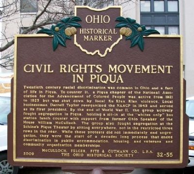 Civil Rights Movement in Piqua Marker (Side B) image. Click for full size.