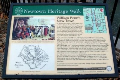 William Penn's New Town Marker. Click for full size. William Penn's New Town Marker image. Click for full size.
