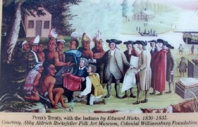Penn's Treaty Painting on Marker. Click for full size. Penn's Treaty Painting on Marker image. Click for full size.