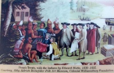 Penn's Treaty Painting on Marker image. Click for full size.