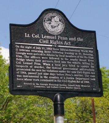 Lt. Col. Lemuel Penn and the Civil Rights Act Marker image. Click for full size.