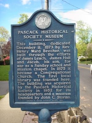Pascack Historical Society Museum Marker image. Click for full size.