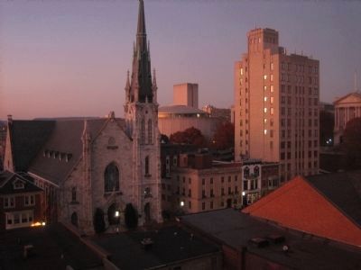 Grace Methodist Church as seen at dusk from a nearby parking garage.. Click for full size. Grace Methodist Church as seen at dusk from a nearby parking garage. image. Click for full size.