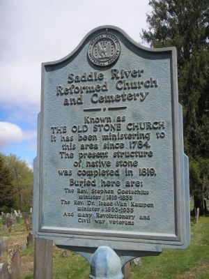 Saddle River Reformed Church and Cemetery Marker. Click for full size. Saddle River Reformed Church and Cemetery Marker image. Click for full size.