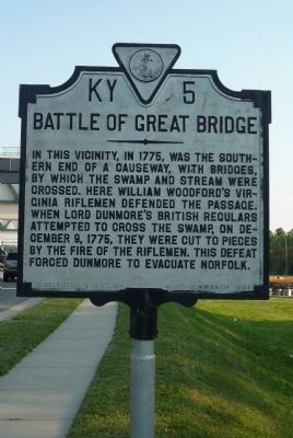 Battle of Great Bridge Marker image. Click for full size.