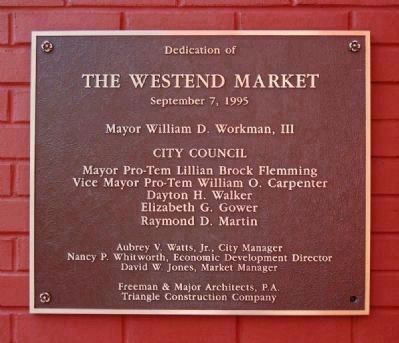 West End Dedication Plaque -<br>Located Near the Southern Entrance image. Click for full size.
