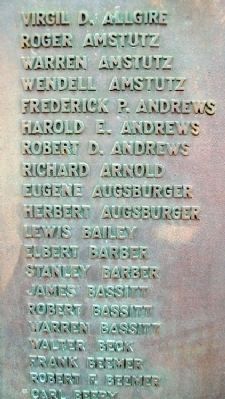 Beaverdam & Vicinity WWII Memorial Honor Roll image. Click for full size.