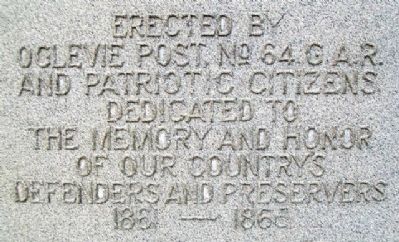 Oglevie Post 64 G.A.R. Civil War Memorial. Click for full size. Oglevie Post 64 G.A.R. Civil War Memorial image. Click for full size.