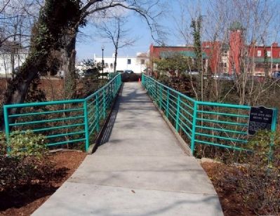 Reedy River Falls Historic Park Marker and Walking Bridge image. Click for full size.