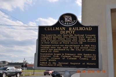 Cullman Railroad Depot Marker image. Click for full size.