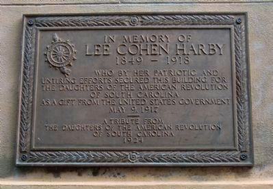 Tribute to Lee Cohen Harby - plaque on the north exterior of the Old Exchange Bldg. image. Click for full size.