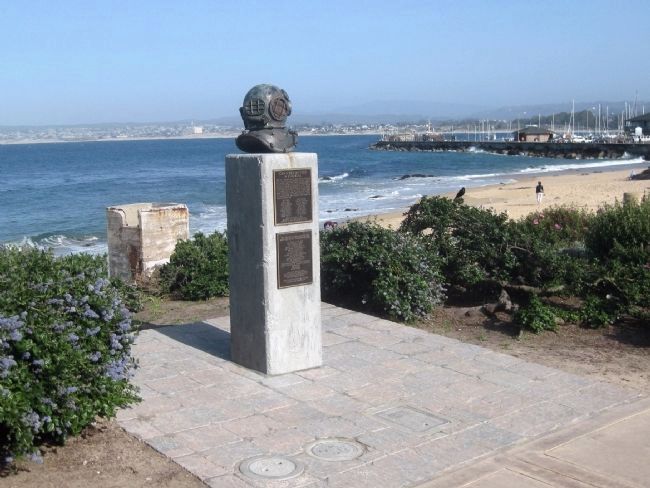 Cannery Divers Memorial Marker - wide view image. Click for full size.