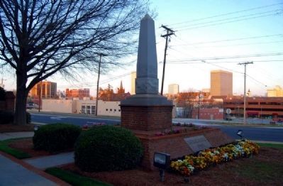 Prospect Hill Park Monument -<br>Southwest Corner<br>Greenville Skyline in Distance. Click for full size. Prospect Hill Park Monument -<br>Southwest Corner<br>Greenville Skyline in Distance image. Click for full size.