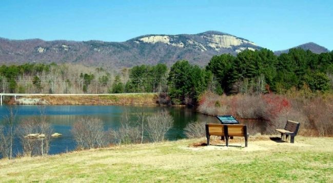 Granite and Gravity Marker -<br>Table Rock in Background. Click for full size. Granite and Gravity Marker -<br>Table Rock in Background image. Click for full size.
