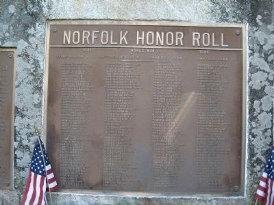Norfolk Honor Roll - WW II Plaque image. Click for full size.