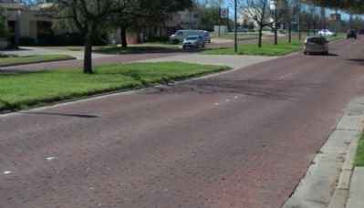 Camp Bowie Boulevard is paved with bricks. image. Click for full size.