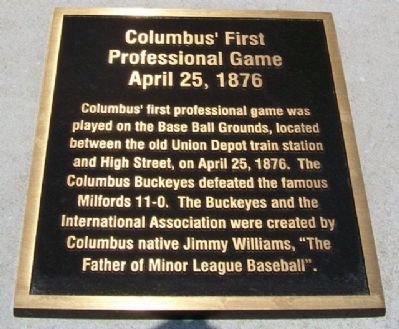 Columbus' First Professional Game Marker image. Click for full size.