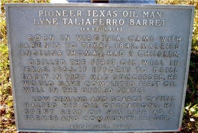 Pioneer Texas Oil Man Marker. Click for full size. Pioneer Texas Oil Man Marker image. Click for full size.