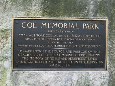 Coe Memorial Park Marker image. Click for full size.